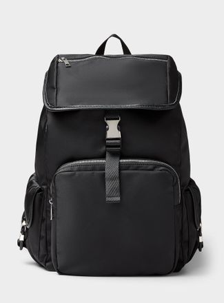 Le 31 Mens Silver-clip recycled nylon backpack