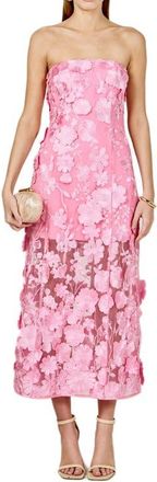 endless rose Floral Embroidery Strapless Dress in Peony Pink at Nordstrom, Size Medium