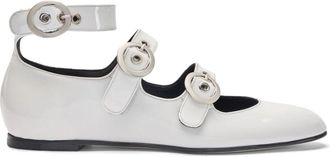 Scarosso Linda II leather ballerina shoes - women - Leather/Leather/Patent Leather - 37.5 - White