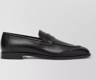 Loro Piana leather loafers round toe stitch detailing