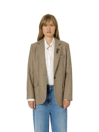 Gerard Darel Nellys Herringbone Straight Jacket in String at Nordstrom, Size 10