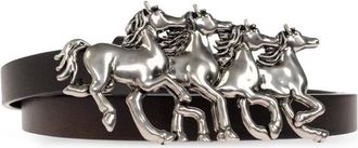 Chlo&eacute; Accessoires, Dames, Zwart, S, Leer, Running Horses Belt