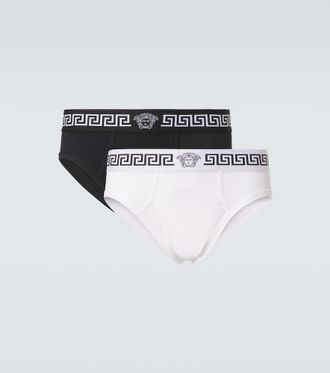 Versace Set de 2 slips Greca Border en mezcla de algod&oacute;n
