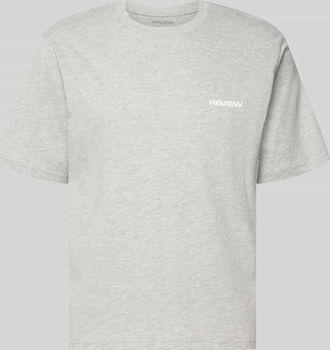 Review T-Shirt mit Logo und Rundhalsausschnitt in Hellgrau Melange, Gr&ouml;&szlig;e XXL