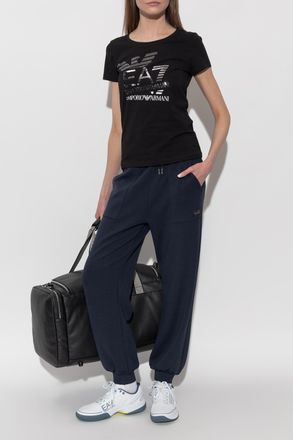 Emporio Armani T-shirt With A Print And Shimmering Sequins, Womens, Black