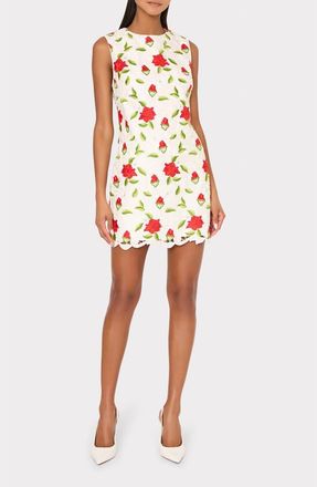 Milly Ivette Embroidered Sleeveless Shift Dress in White/Red/Green at Nordstrom, Size 10