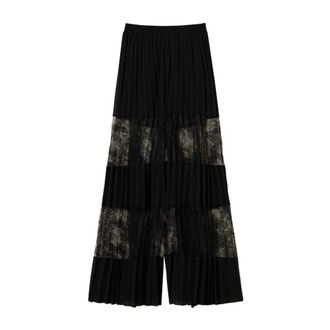 Twinset Broeken, Dames, Zwart, S, Zwarte broek met kant en elastische taille