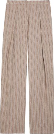 Emporio Armani Chevron-knit Straight-leg Cotton-blend Trousers - Beige - 48 (UK16 / XL)