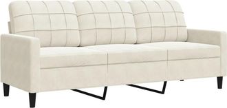 vidaXL Divano A 3 Posti Crema 180 Cm In Velluto - Vidaxl