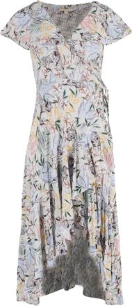 Maje Ritelle midi-jurk van cr&ecirc;pe met kanten details en bloemenprint van polyester