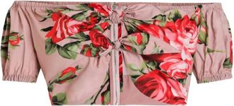 Dolce & Gabbana Pink Floral Off Shoulder Top