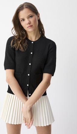 Twik Womens Iridescent buttons short-sleeve Cardigan Sweater