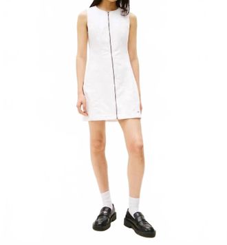 Tommy Jeans Zip-Front Sleeveless Denim Dress In White
