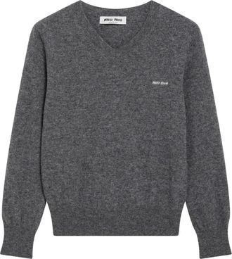 Miu Miu Jersey de pico gris - Knitwear - Mujer - Gris - S