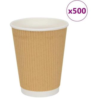 vidaXL Tazas De Caf&eacute; De Papel 500 Uds 12oz 300ml Marr&oacute;n Vidaxl