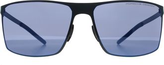 Porsche Design Rectangle Mens Grey Blue Mirror P8667 Metal - One Size