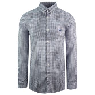 Lacoste Woven Slim Fit Mens Blue Shirt - Blue & White Cotton - Size Small/Medium