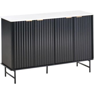 Beliani 4 Door Sideboard GLASTONBURY Marble/ Black