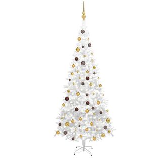 vidaXL &Aacute;rbol De Navidad Artificial Con Luces Led Y Bolas L 240 Cm Blanco