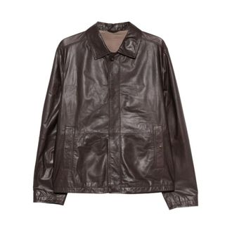 Corneliani Leather Jackets, male, Brown, Size: 2XL Nappa Leather Jacket