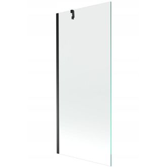 Desconocido Desconocido - Mampara De Ba&ntilde;era 1 Hojas Vidrio Transparente, 80x150 Cm, Perfil Negro