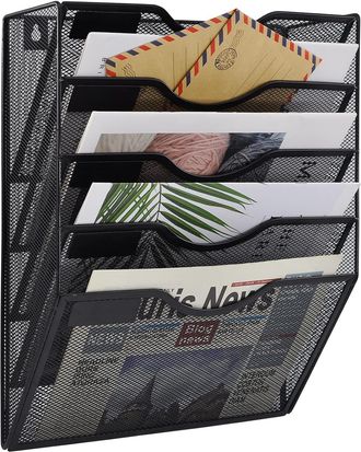OEM Revistero De Pared, 5 Niveles, Metal Negro, Organizador De Correo, Oficina, Hogar