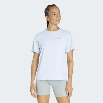 adidas Laufshirt ADIDAS PERFORMANCE Run Ess Tee W, Damen, Gr. XXL, crystal sky, Obermaterial: 100% Polyester, Rundhals, Shirts Laufshirt