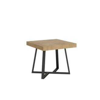 ITYhome Mesa extensible 90x90/194 cm efecto madera, roble natural