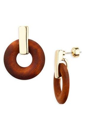 Nordstrom Wooden Door Knocker Drop Earrings in Brown- Gold at Nordstrom Rack
