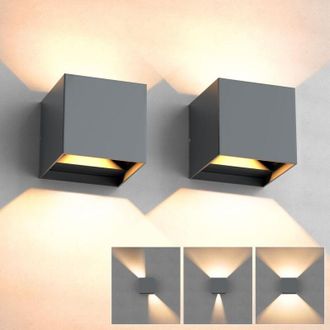 OEM 2 Apliques De Pared Para Exterior/interior, Led, 12 W, 3000 K, Blanco C&aacute;lido, Ip65, Impermeables, Con &Aacute;ngulo De Haz Ajustable, De Aluminio, Para Sal&oacute;n