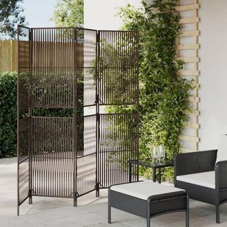 vidaXL Biombo De 4 Paneles Rat&aacute;n Sint&eacute;tico Marr&oacute;n Vidaxl