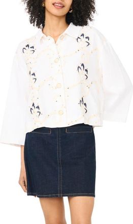 Vince Camuto Sequin Embroidered Shirt in New Ivory at Nordstrom, Size X-Large