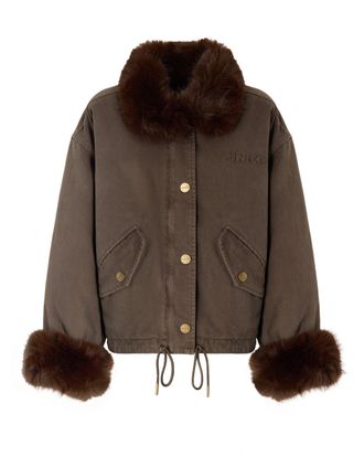 Pinko Bull Cotton Fur-Trim Peacoat