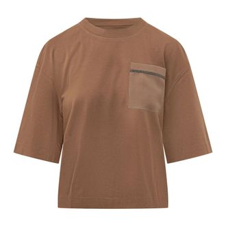 Brunello Cucinelli Mujer, Camisetas, Marr&oacute;n, Talla: S