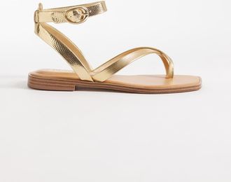 Aldo Aldo Daressi - Sandali bassi infradito con cinturino alla caviglia color oro