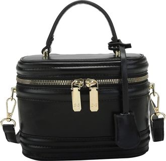 Generic Women Bucket Satchel Top Handle Crossbody Bag Retro Leather Purse and Handbag Fashion Ladies Tote Shoulder Bags (Black)