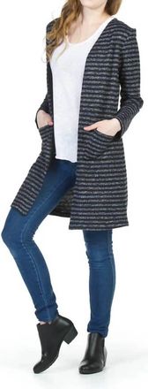 Papillon Striped Textured Cardigan With Pockets In Black/grey