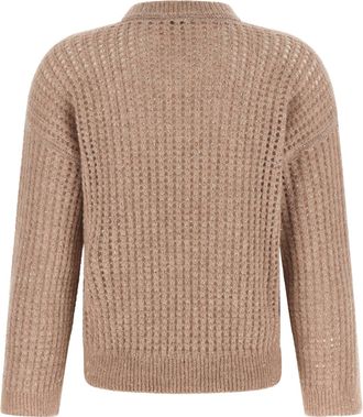 PESERICO Micro-Sequin Perforated Sweater - Beige