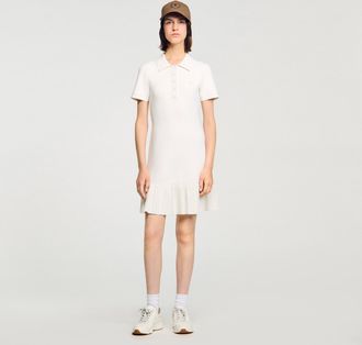 Sandro Short knit dress with polo neck