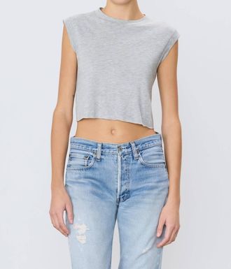 Éterne Cropped Muscle Tank In Heather Grey