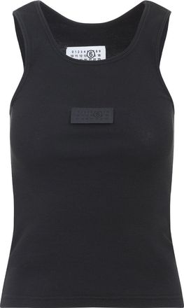 Maison Margiela Black Cotton Tank Top-Donna