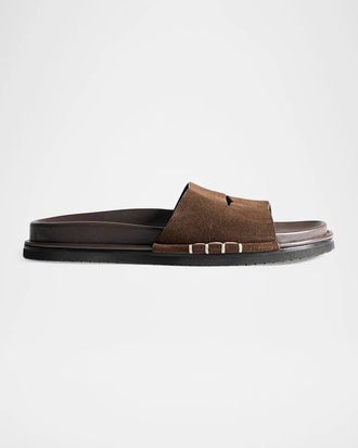 J.W.Anderson Men & apos;s Suede Open-Toe Fussbett Loafer Slides