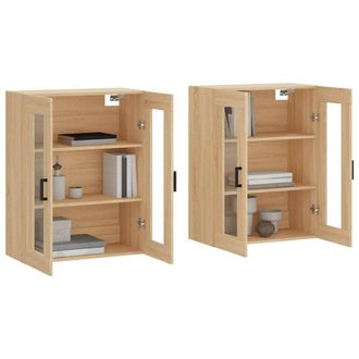 Berkfield Home Wall Mounted Cabinets 2 pcs Sonoma Oak Engineered Wood in Light Oak