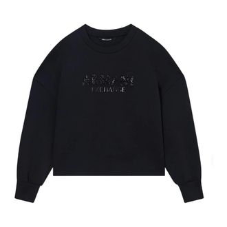A|X Armani Exchange Felpa con logo Strass Girocollo - Dames - Sweatshirts - Zwart - M - Hoodies & sweatvesten