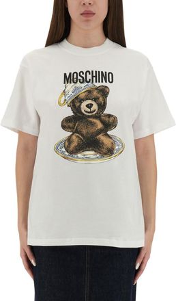 Moschino White Graphic Crew Neck T-Shirt