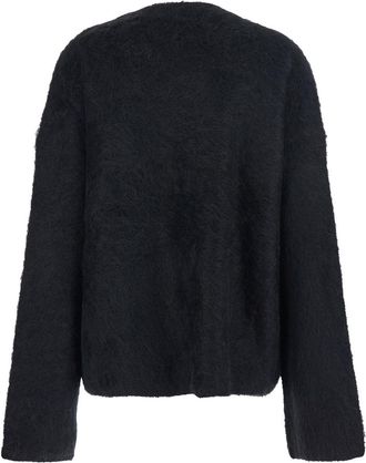 Toteme Womens Black Crewneck Sweater With Wide Sleeves Alpaca Tops Top