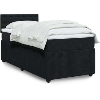 vidaXL Cama Box Spring Con Colch&oacute;n Terciopelo Negro 90x200 Cm Vidaxl