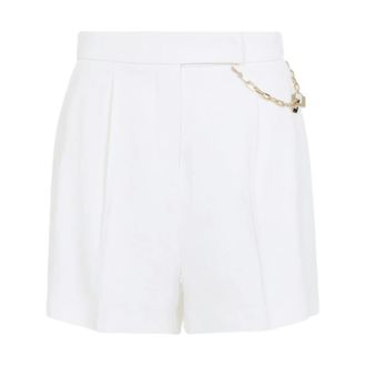 Elisabetta Franchi Short Shorts, female, White, Size: S Shorts in gabardine with jewel logo