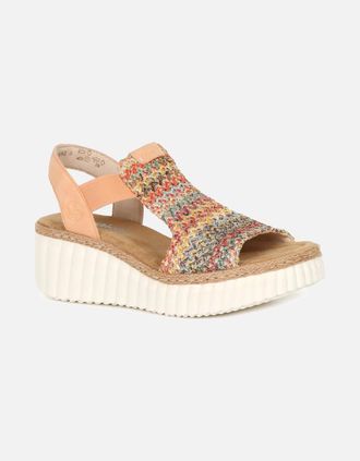 Rieker Womens Puerto Rico Womens Wedge Sandals - Tan - Size: 6.5