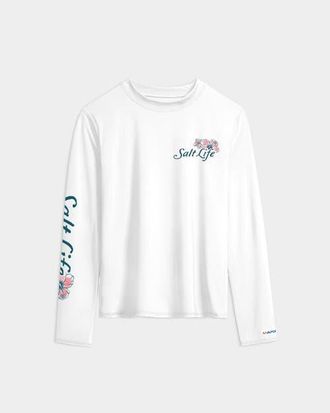 Salt Life Sailing Tropics Performance Long Sleeve Tee in White at Nordstrom, Size Medium